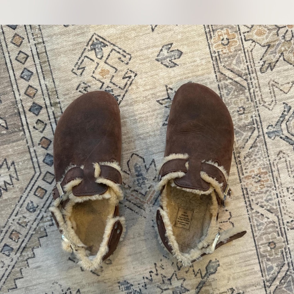 BIRKENSTOCK Brown Shearling Lined Clogs